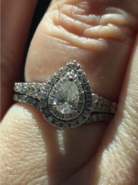 Enchanted Disney Zales Teardrop Pear Halo Engagement Ring 💍 Natural 💎 Size 7